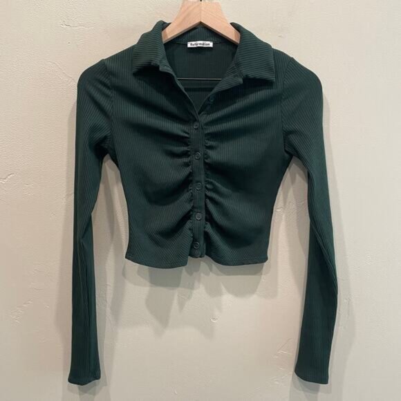 Reformation Elin Top in Forest Green - Size: Small - Picture 3 of 8